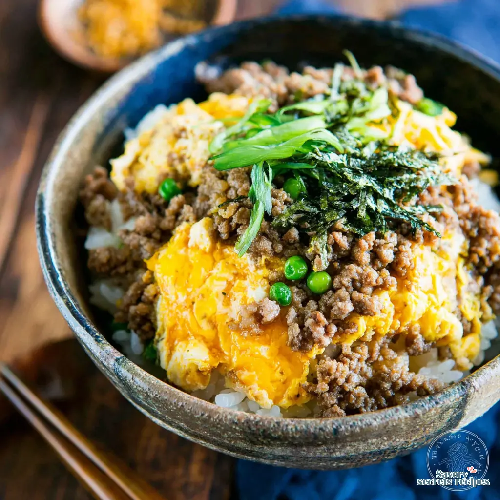 japanese ground beef and egg rice bowl final presentation