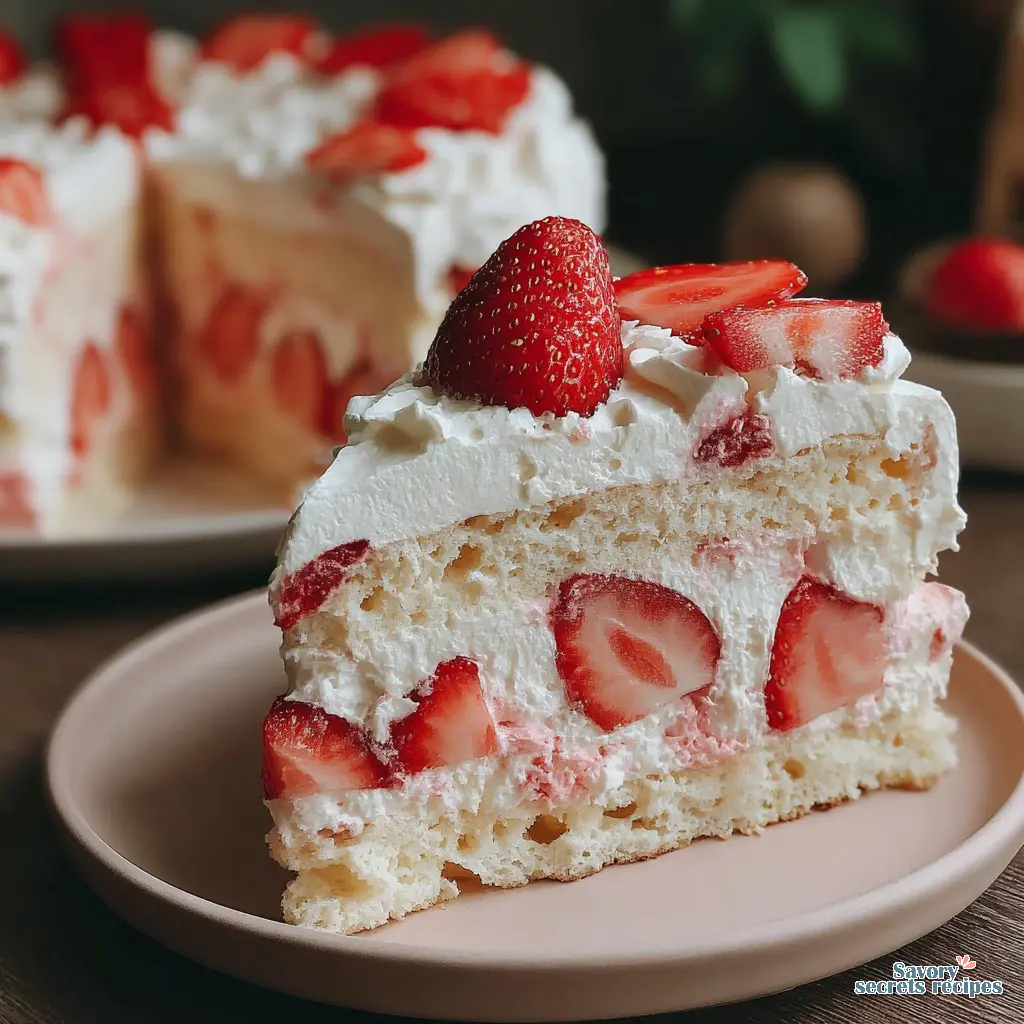 Japanese Strawberry Shortcake Cake final presentation