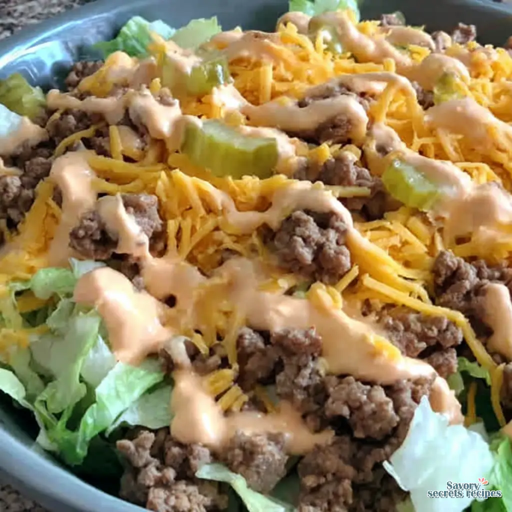 keto big mac bowl recipe close up