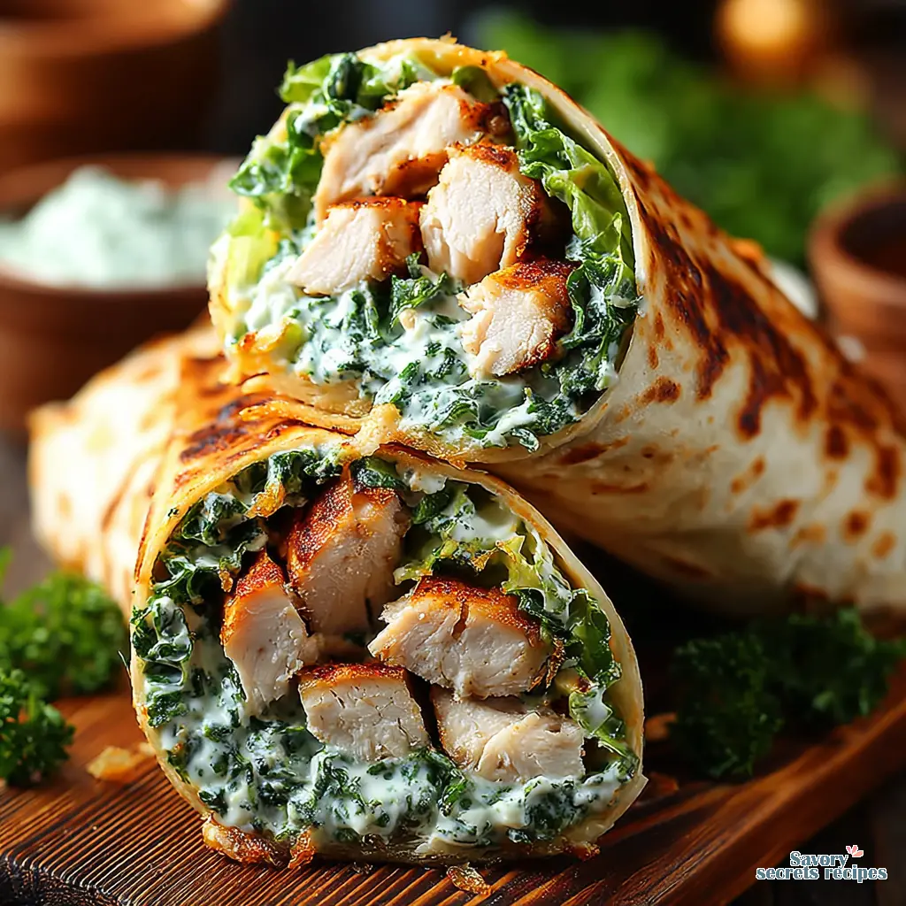keto chicken caesar wrap close up