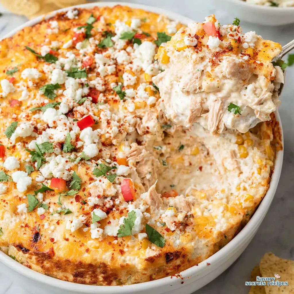 Keto Street Corn Chicken Dip close up