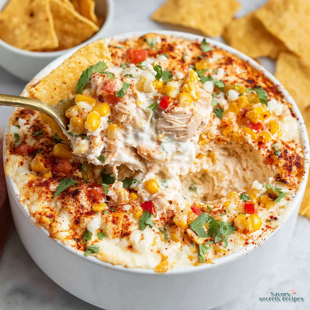 Keto Street Corn Chicken Dip final presentation
