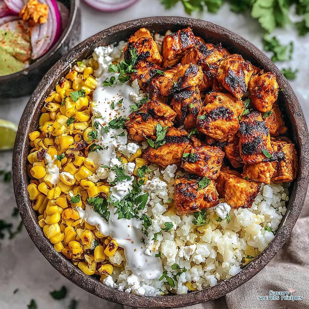 keto street corn chicken rice bowl final presentation