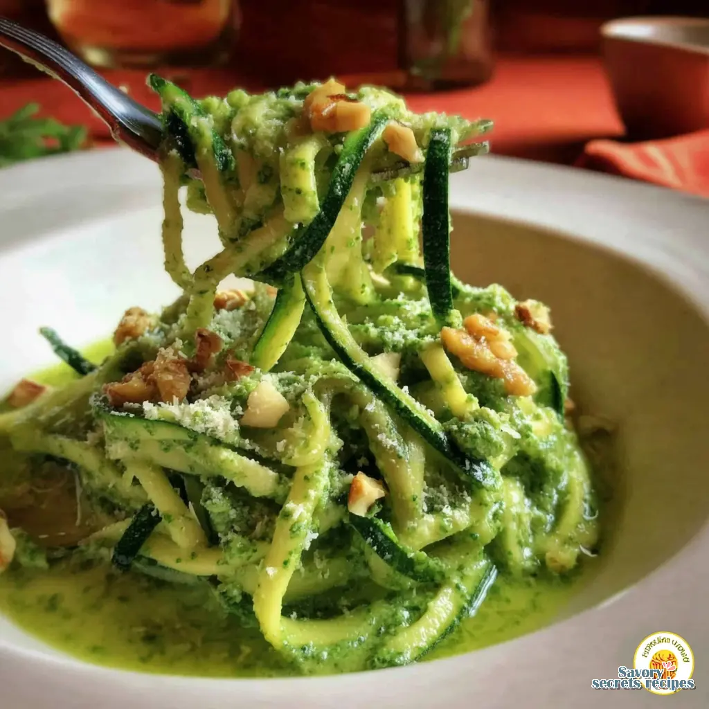 keto zucchini noodles with pesto final presentation