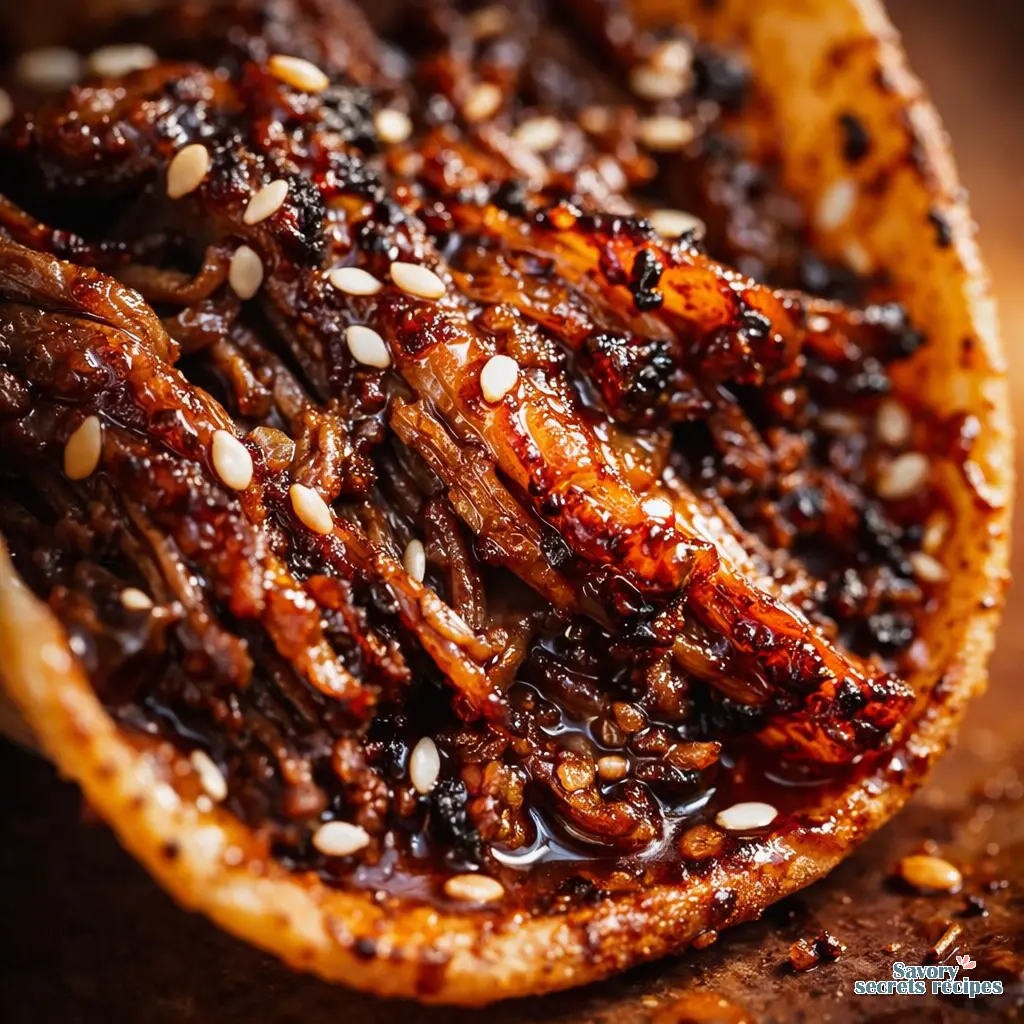 korean beef tacos close up