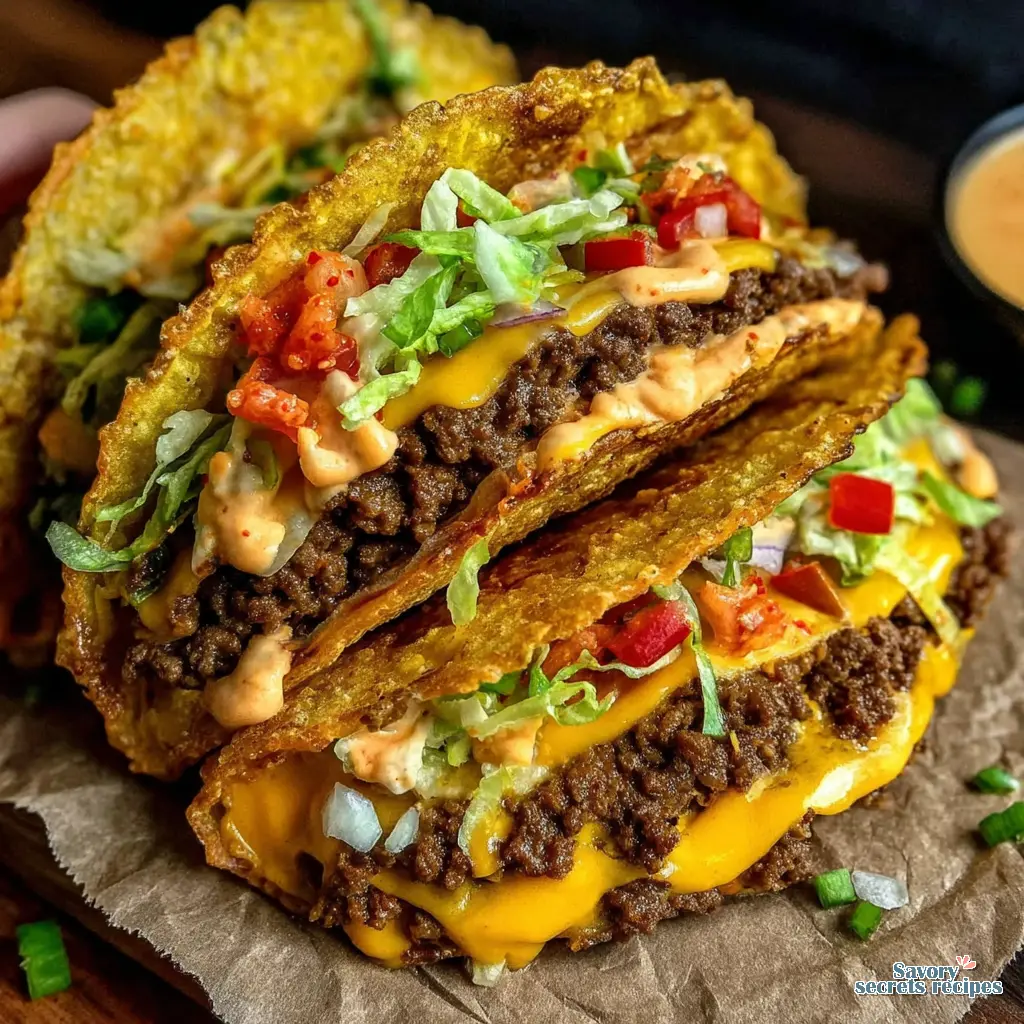 korean smash burger tacos close up