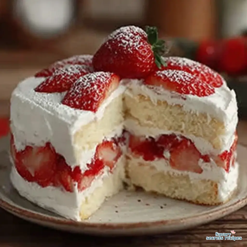 Korean Strawberry Shortcake Cake close up