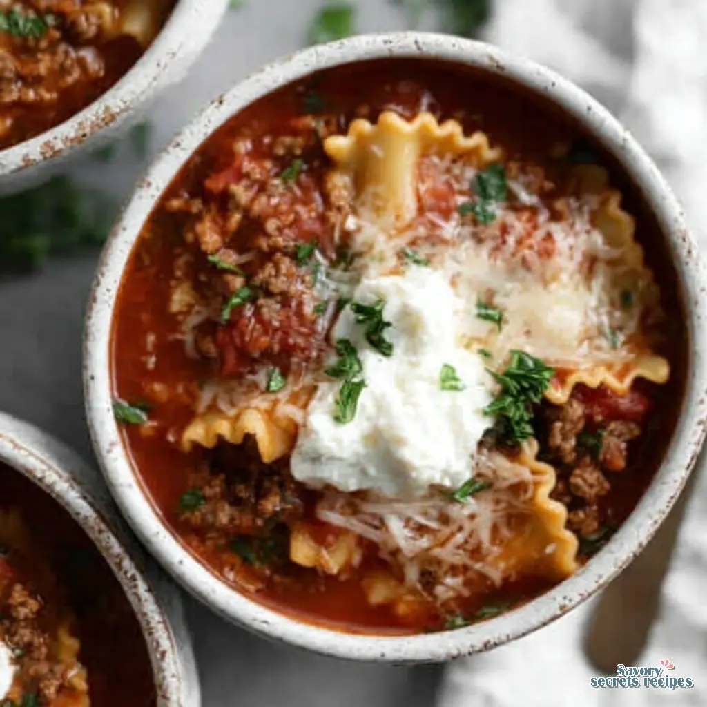 lazy lasagna soup gluten free close up