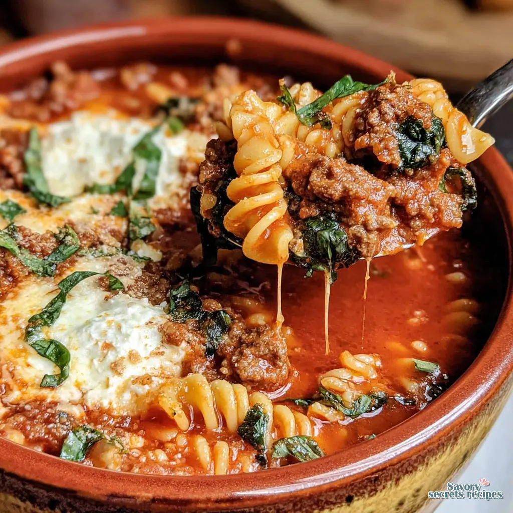 lazy lasagna soup instant pot close up