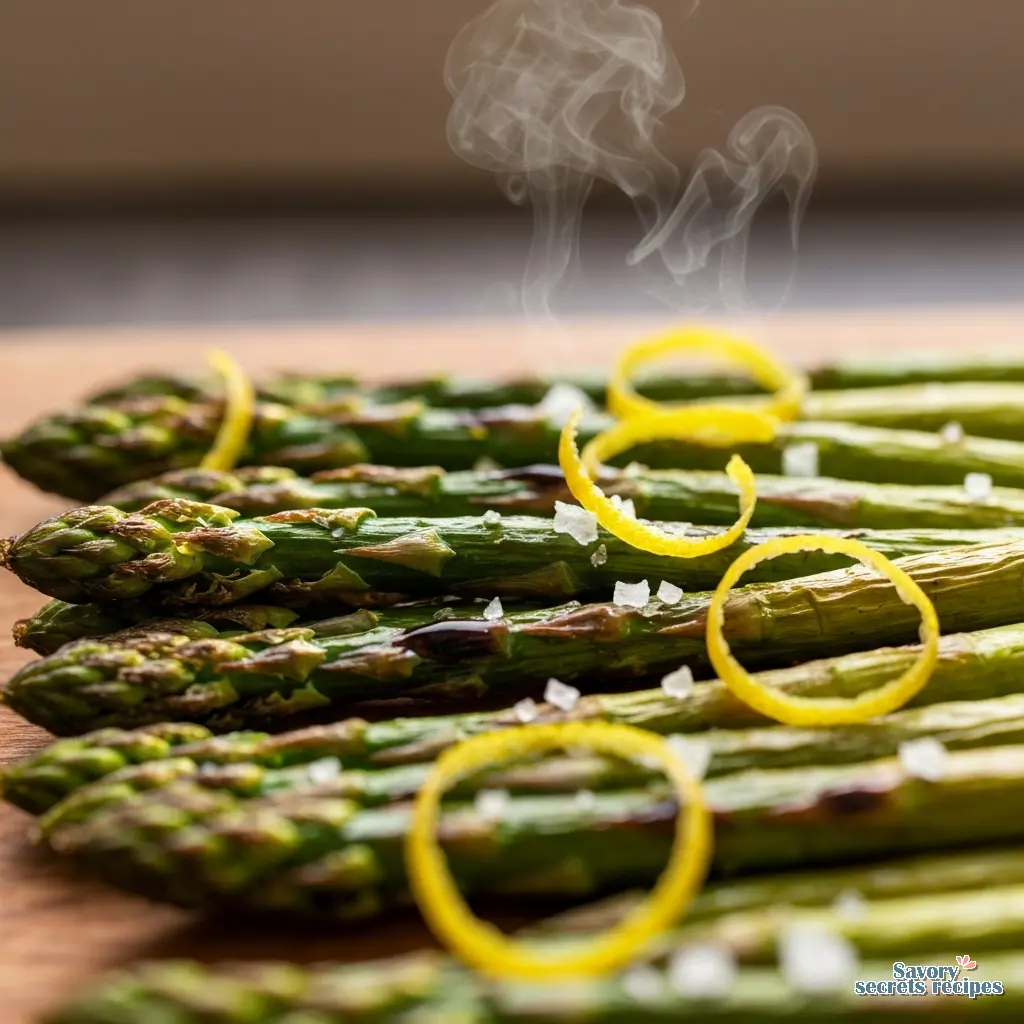 lemon balsamic roasted asparagus close up