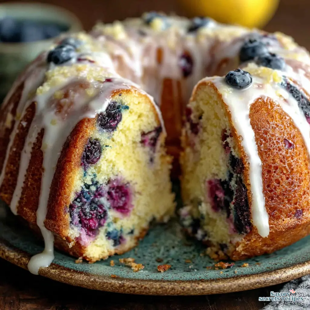 Lemon Blueberry Bundt Cake with Lemon Glaze final presentation