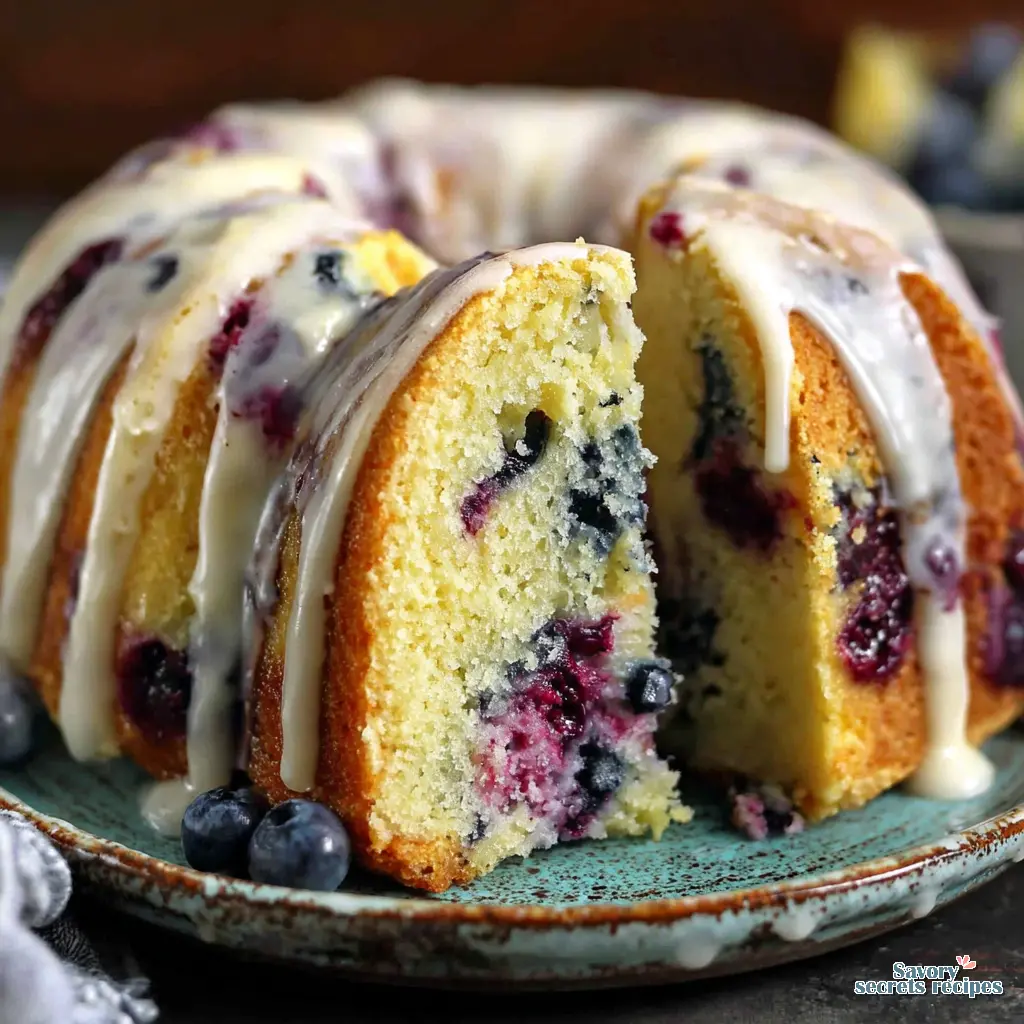 Lemon Blueberry Bundt Cake with Lemon Glaze - variation 4