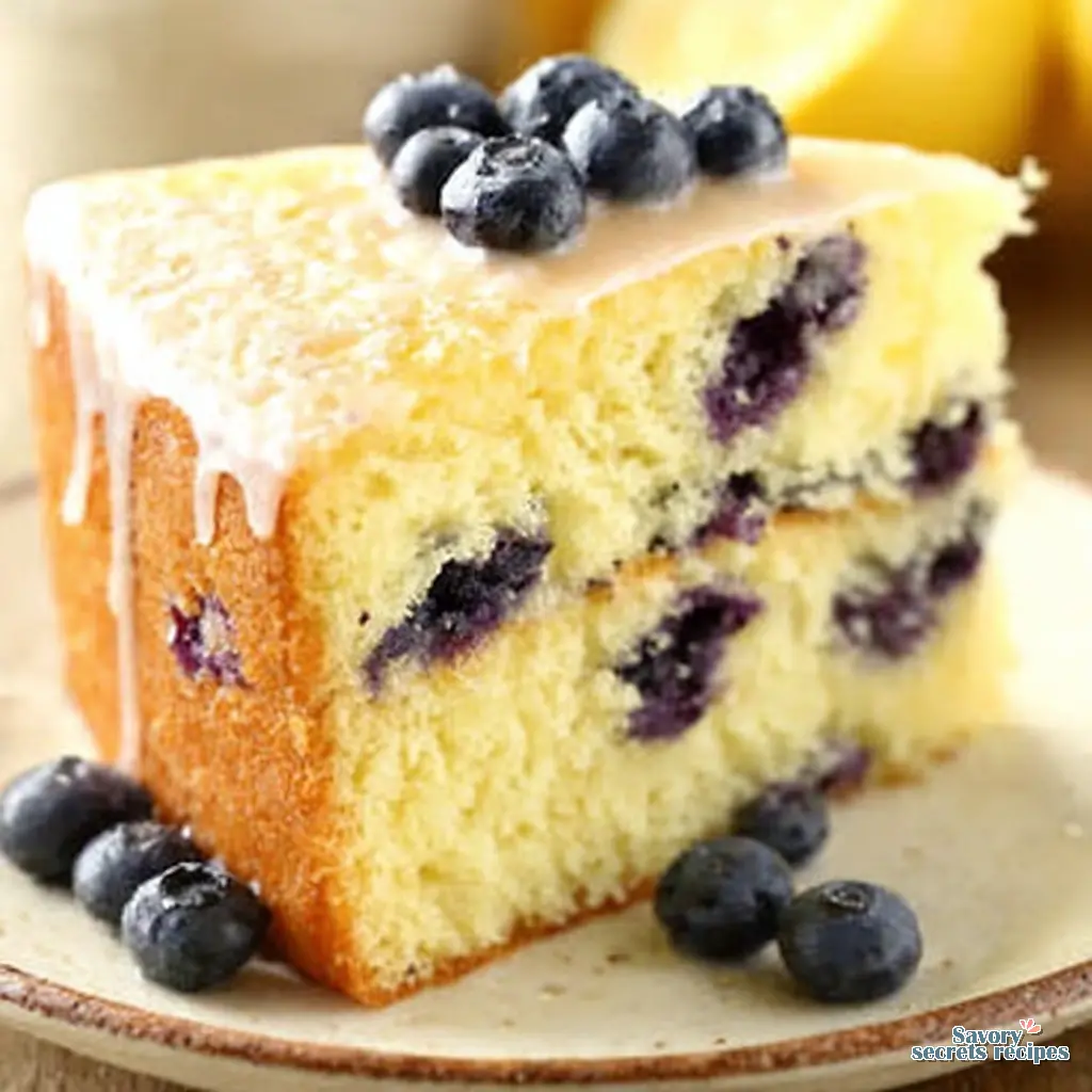 Lemon Blueberry Cake from Box Mix Hack close up