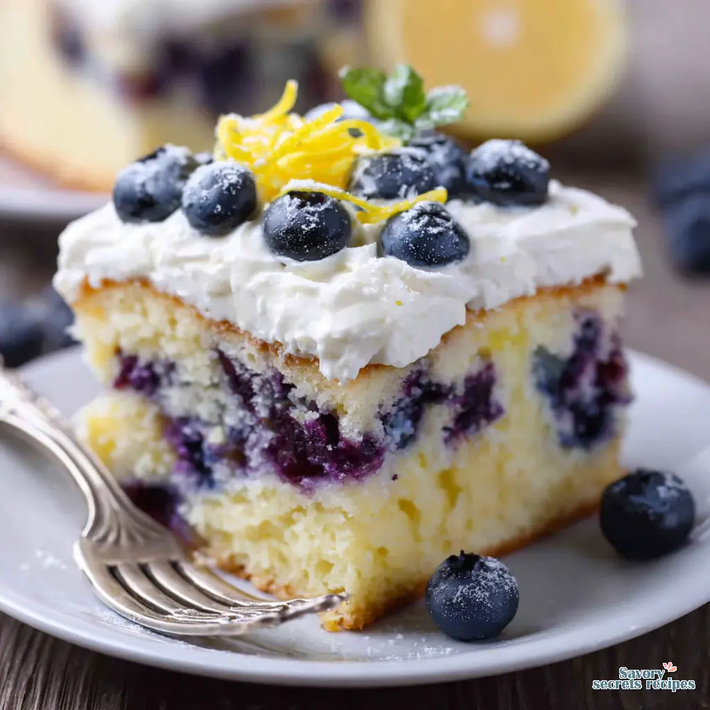 Lemon Blueberry Poke Cake with Jello final presentation