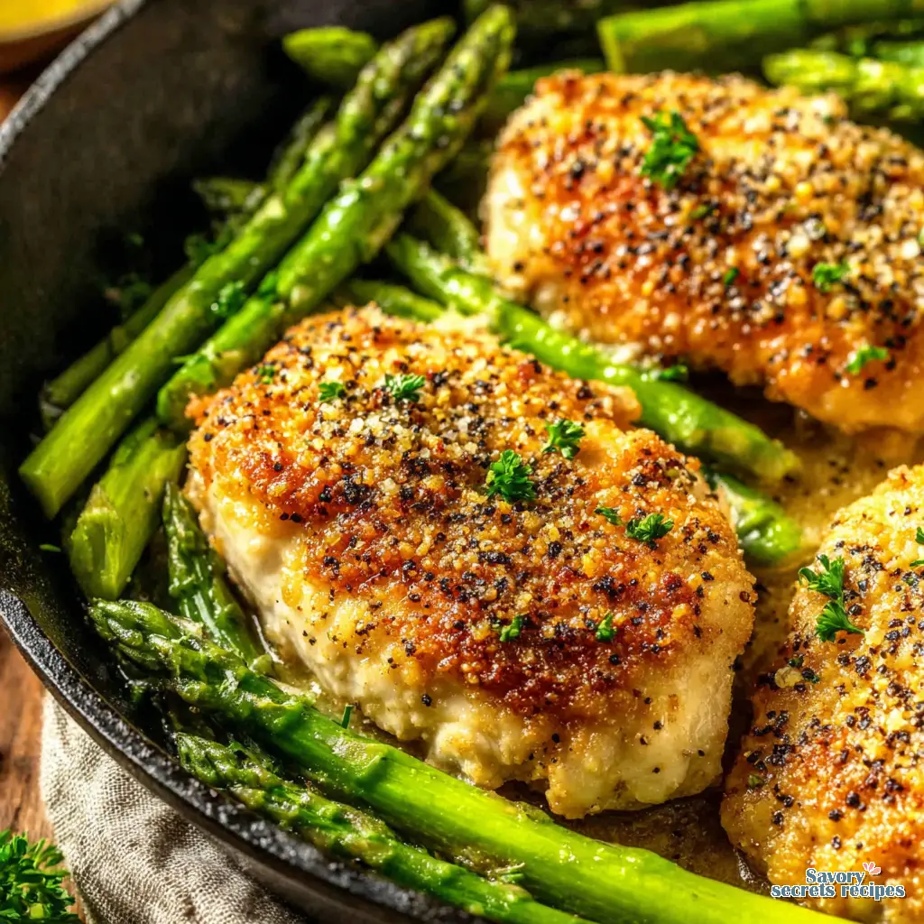 lemon chicken asparagus close up