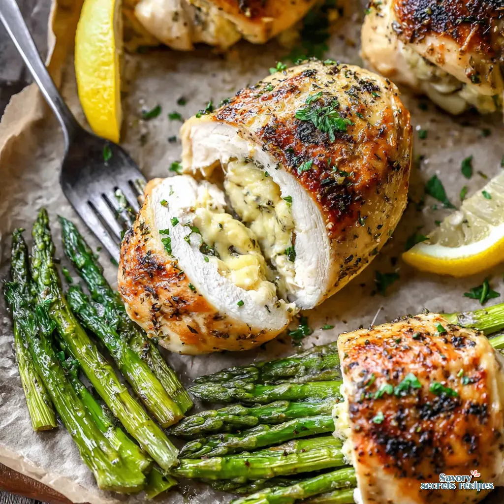 lemon chicken asparagus foil packs - variation 4