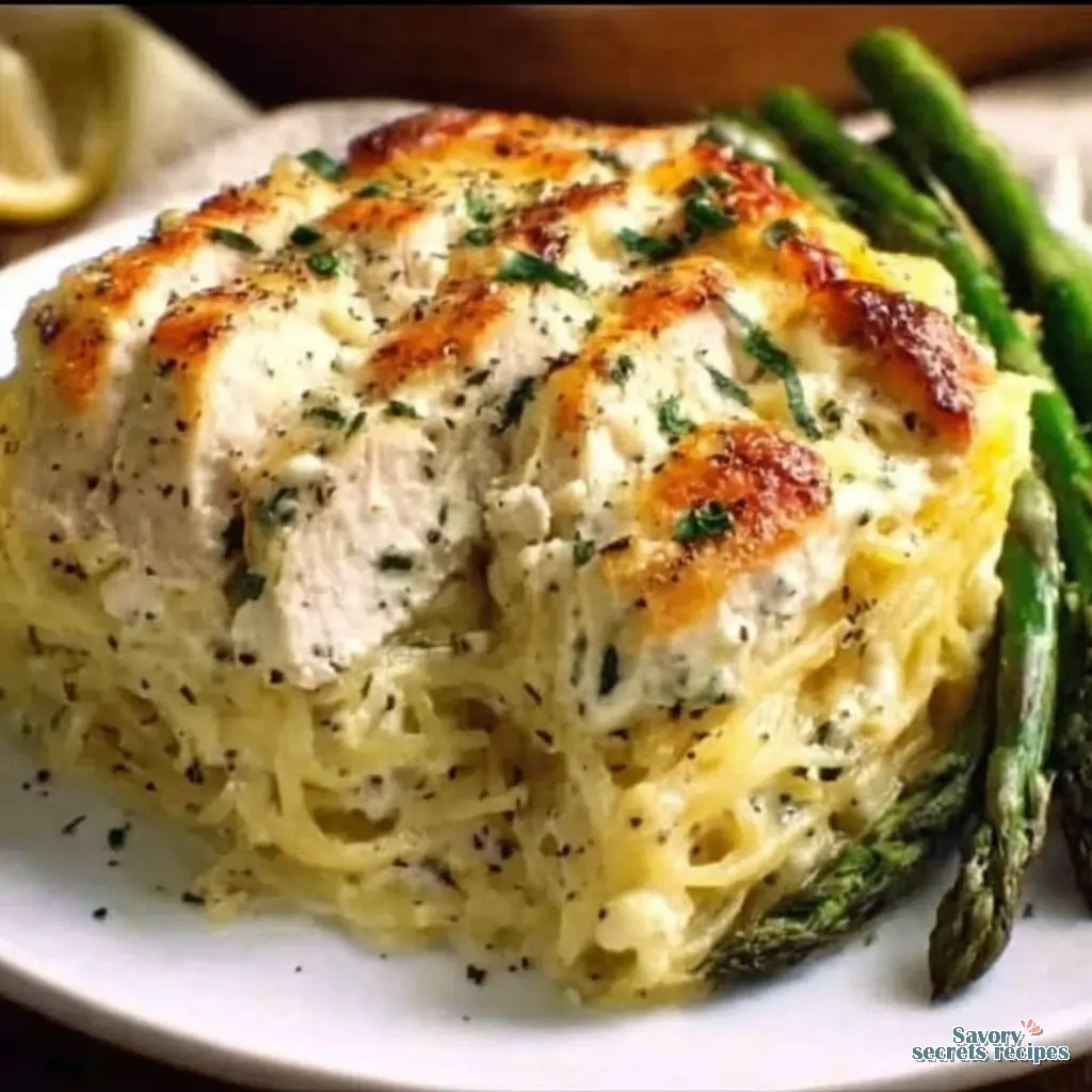 lemon chicken asparagus spaghetti squash bake - variation 4