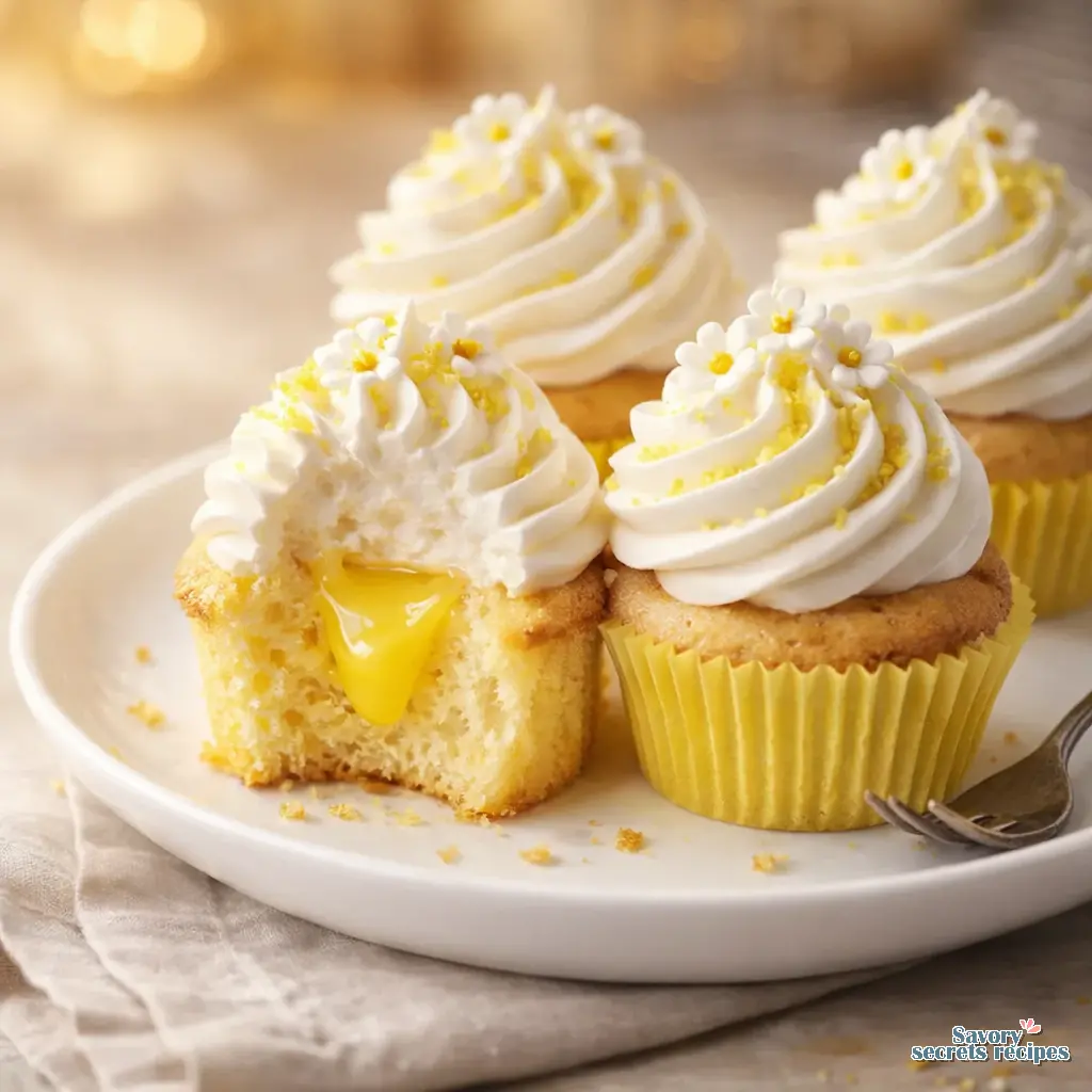 lemon curd filled vanilla cupcakes final presentation