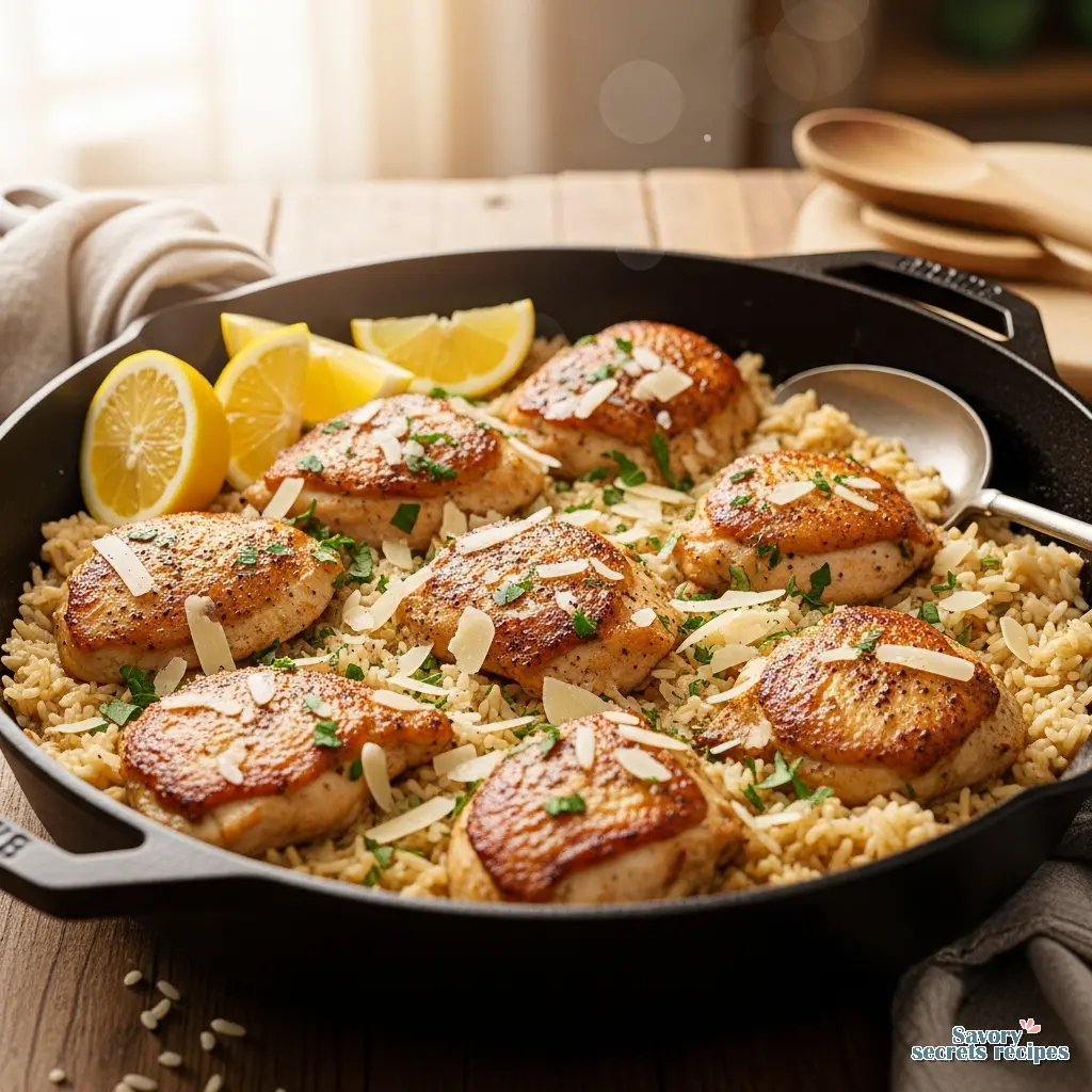 lemon garlic chicken and rice recipe final presentation