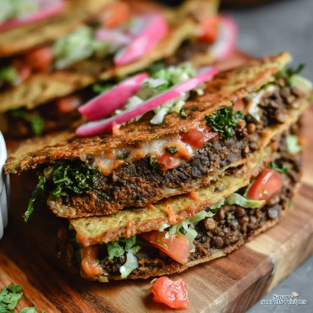 lentil smashburger tacos recipe close up