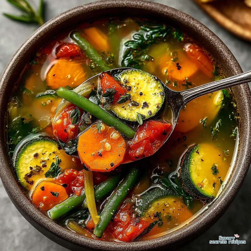 light vegetable soup recipe close up
