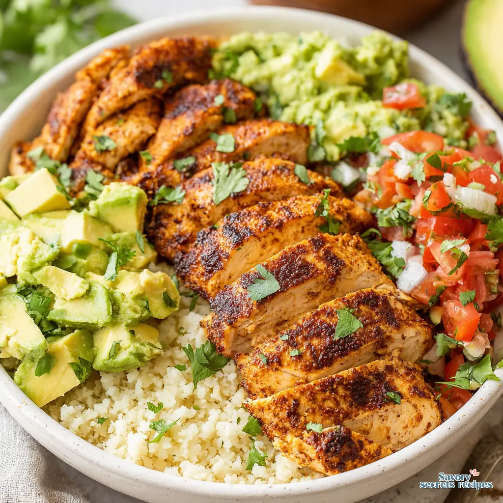 low carb keto chicken burrito bowls final presentation
