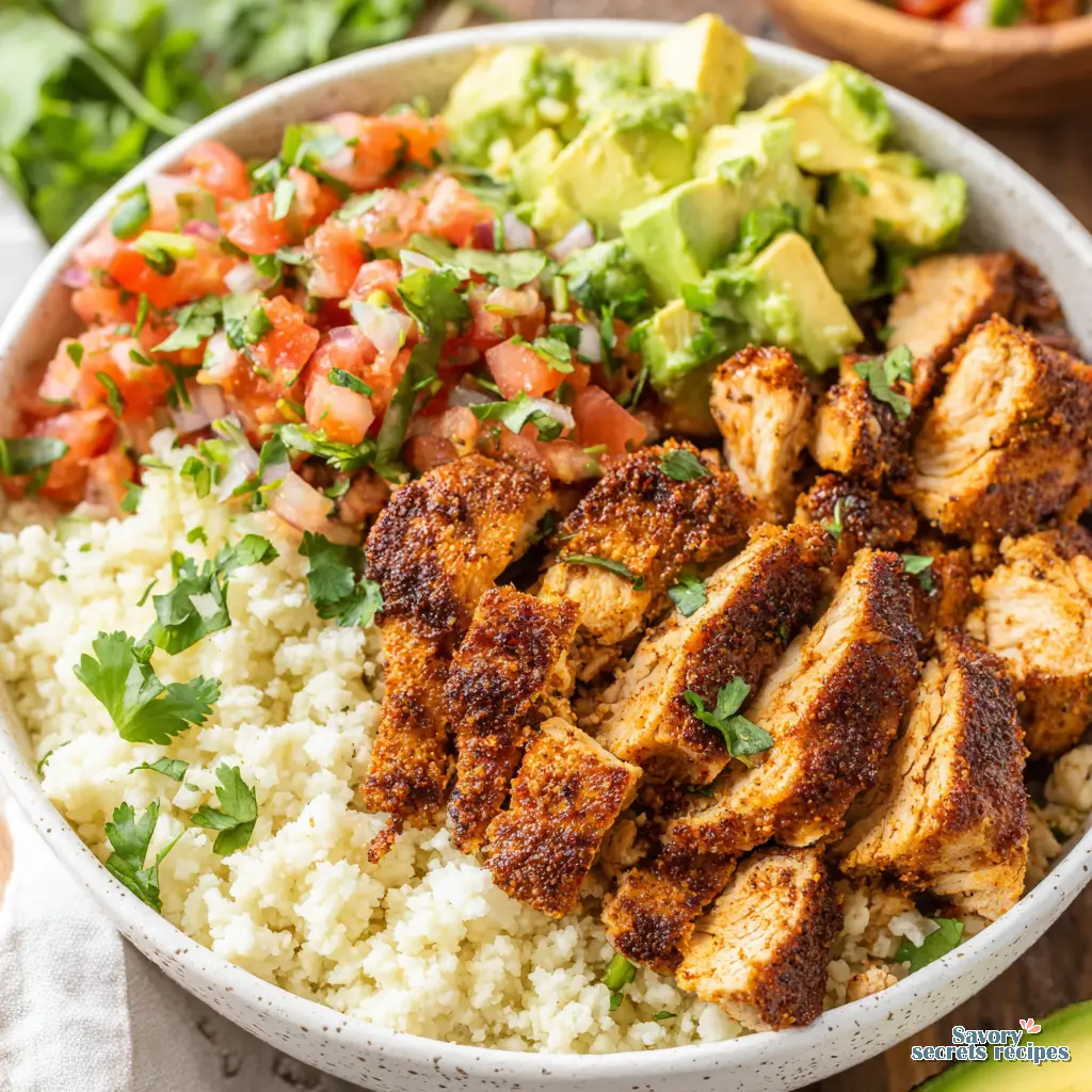 low carb keto chicken burrito bowls - variation 4