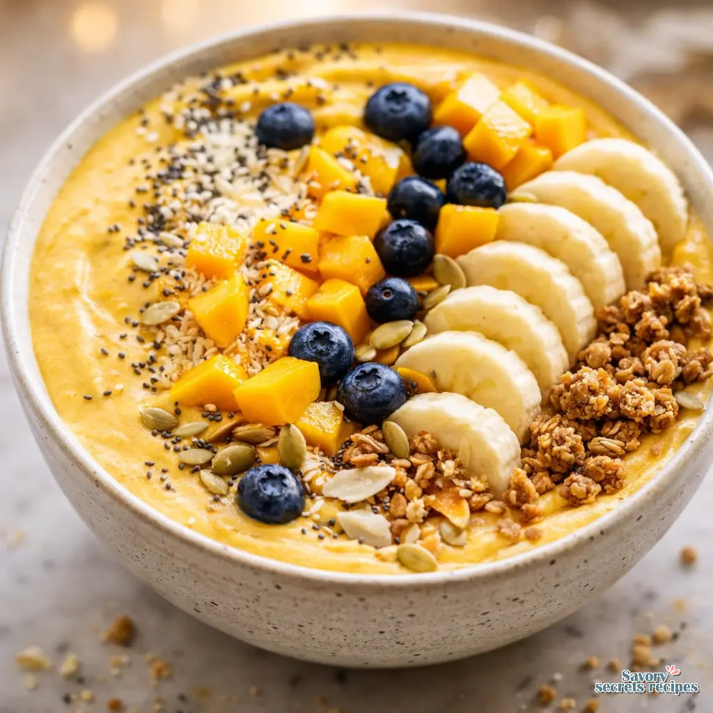 Love these easy best toppings for mango smoothie bowls