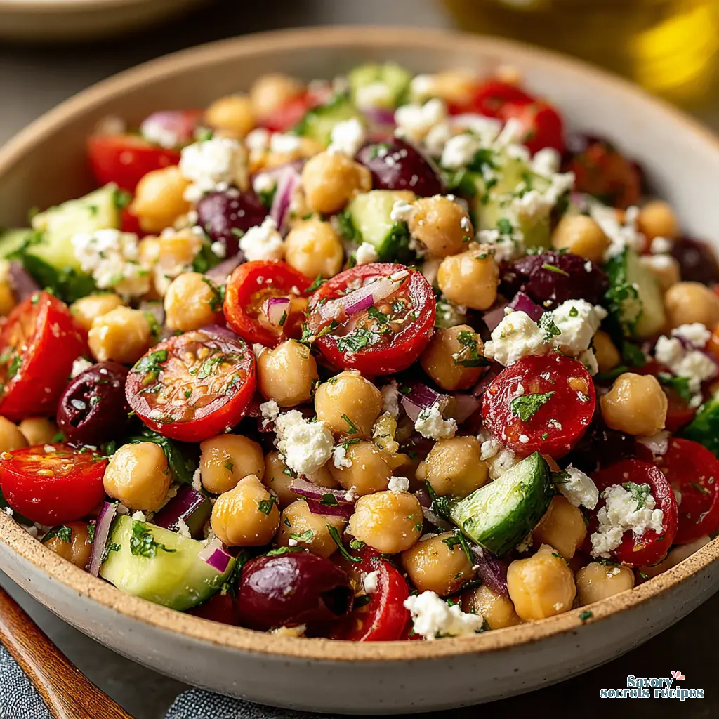 Mediterranean Chickpea Salad close up