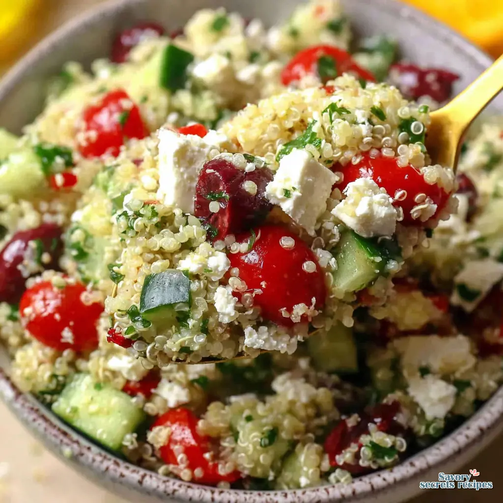 mediterranean quinoa salad close up