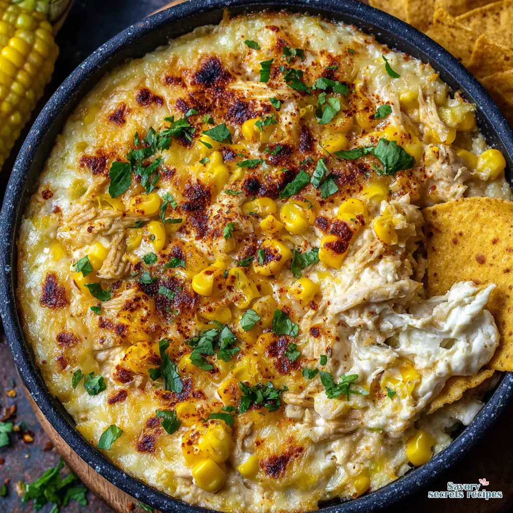 Mexican Street Corn Chicken Dip close up