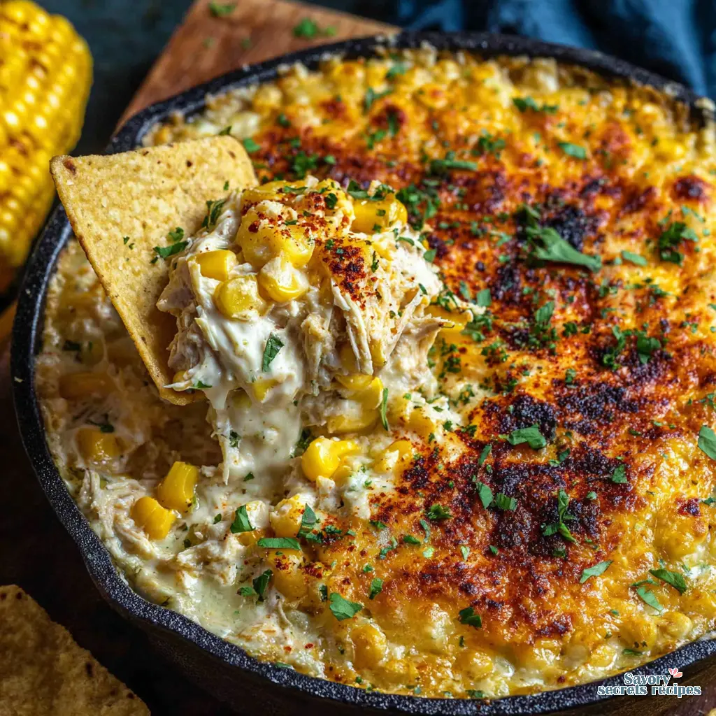 Mexican Street Corn Chicken Dip final presentation