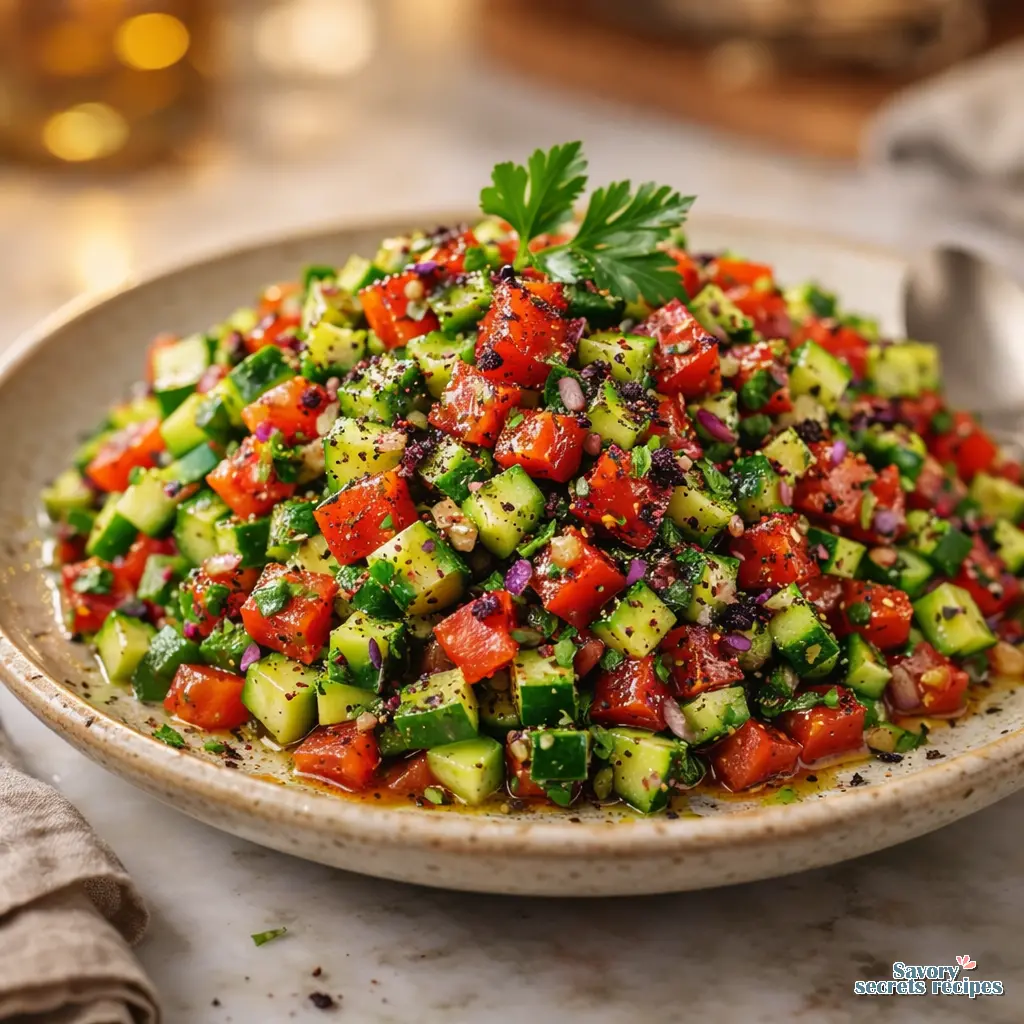 middle eastern cucumber tomato salad final presentation