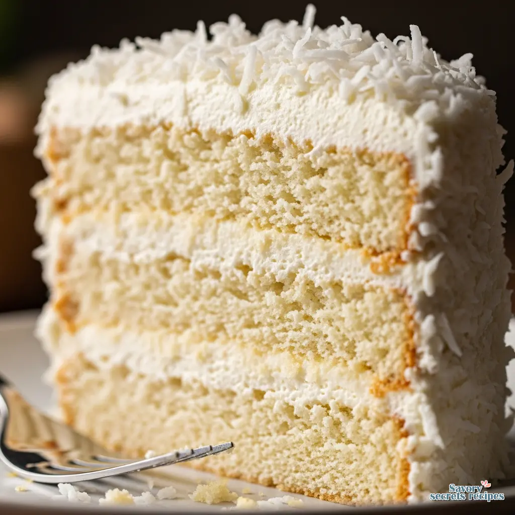 moist coconut cake close up
