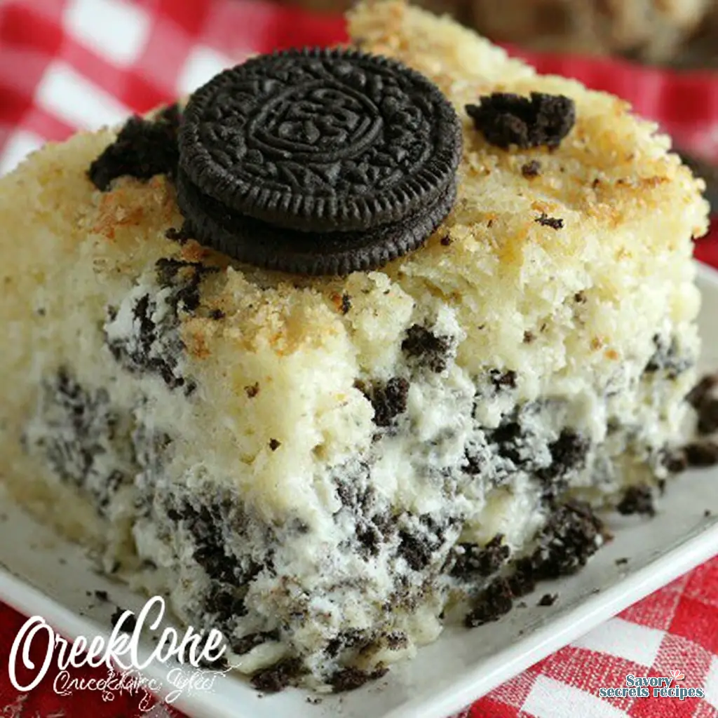 oreo dump cake crock pot close up