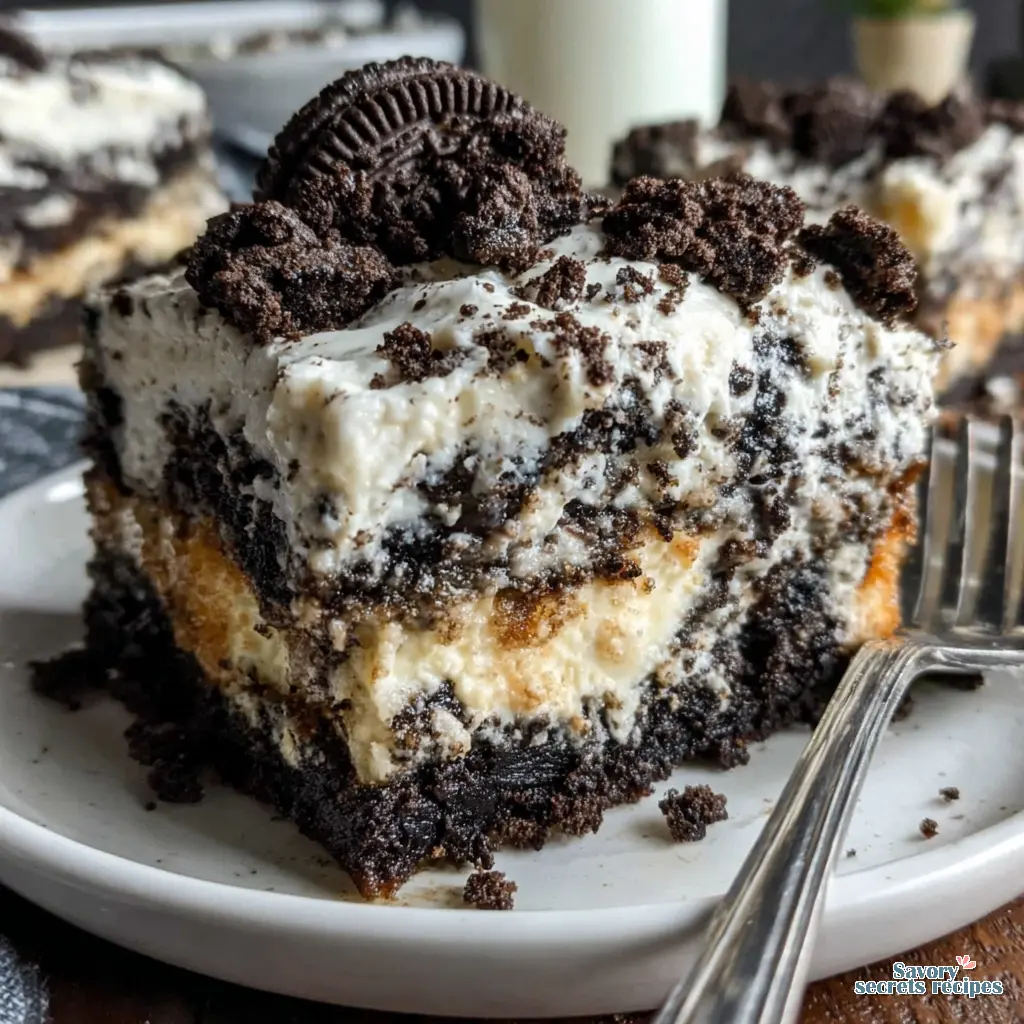 oreo dump cake with pudding final presentation