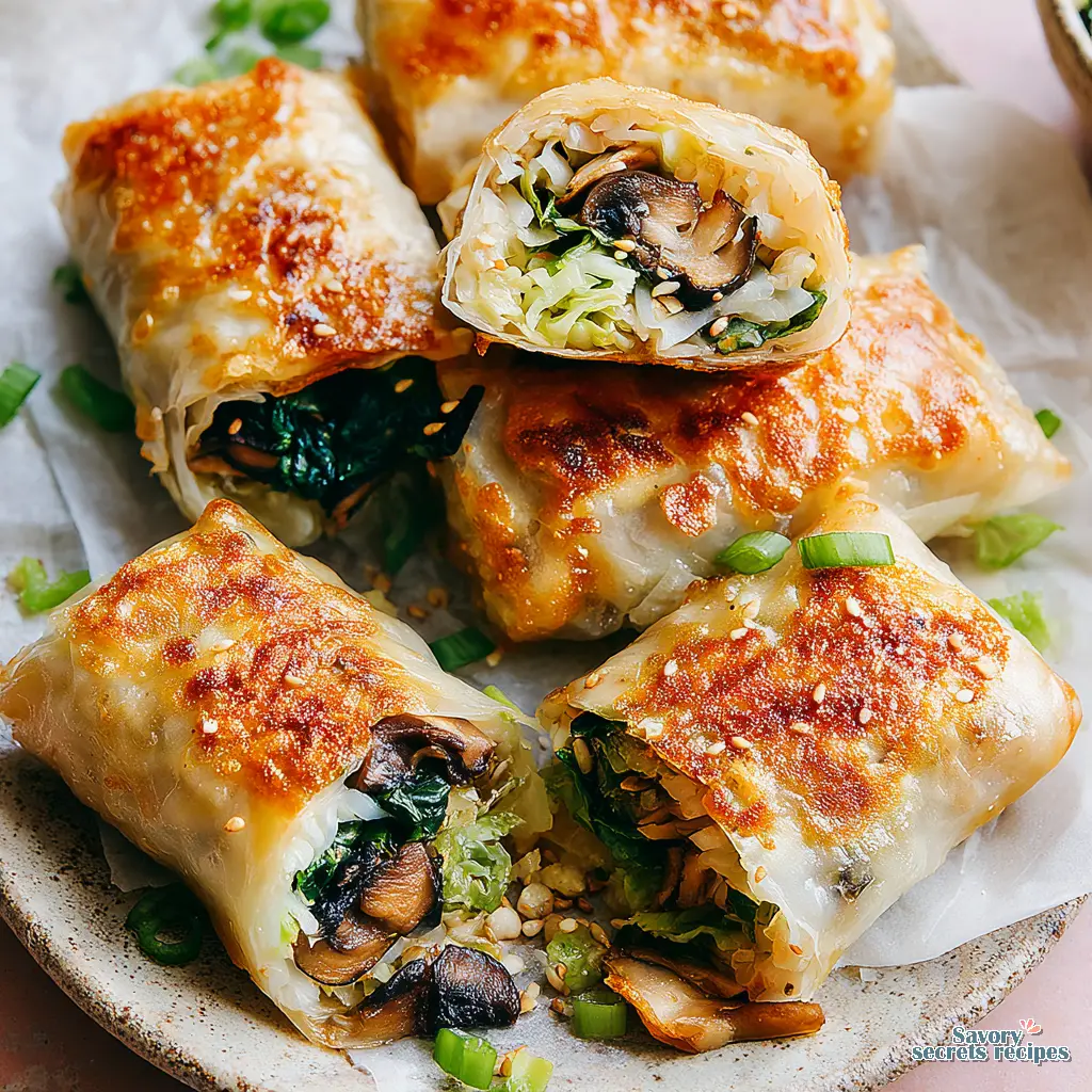 oven baked rice paper dumplings close up