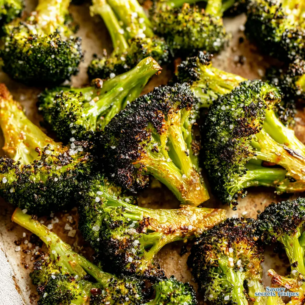 oven roasted broccoli close up