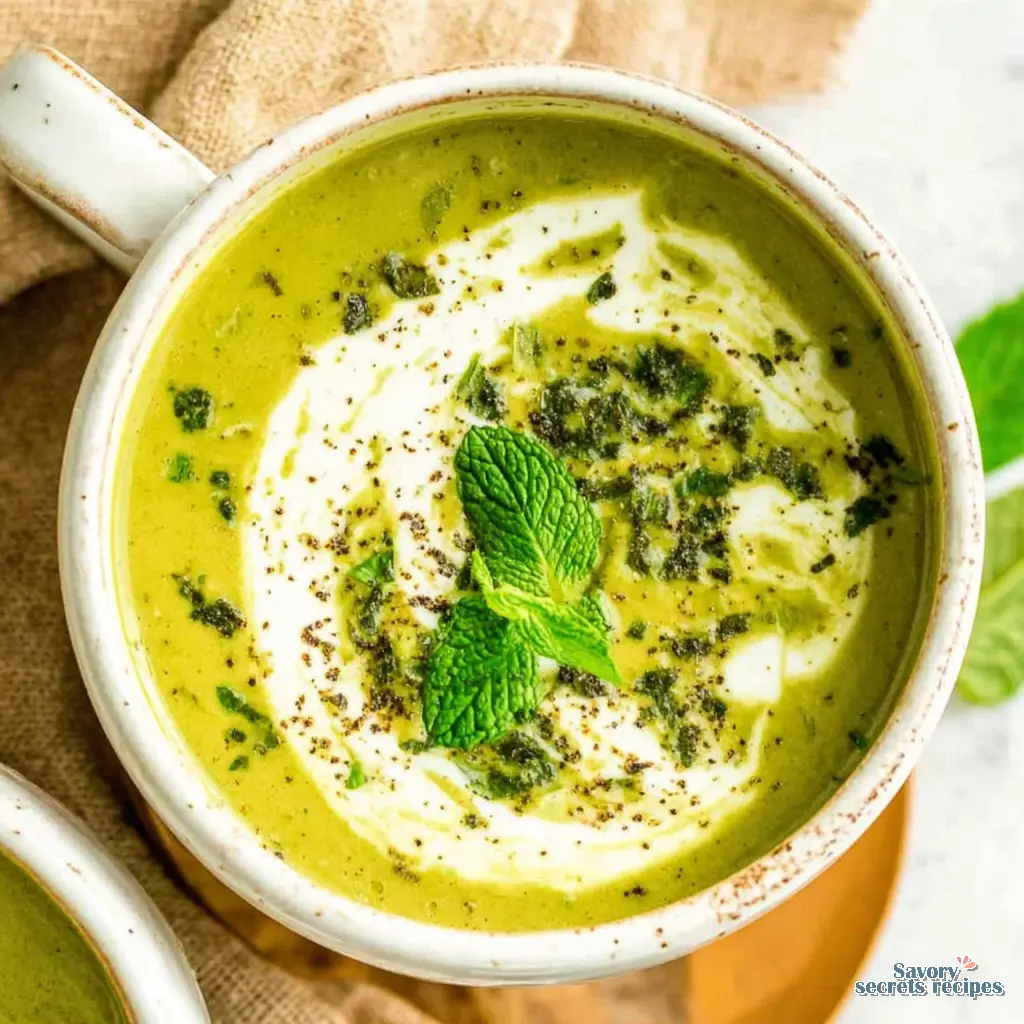 pea and mint soup in a soup maker close up