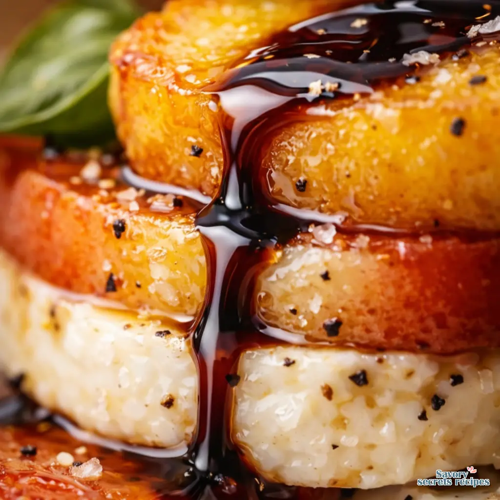 peach caprese salad close up