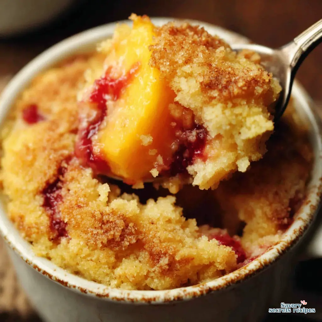 peach cobbler cake in a cup (microwave mug cake) - variation 4