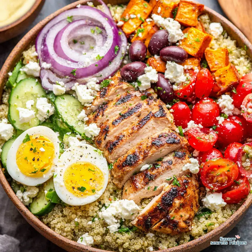 protein quinoa bowl close up