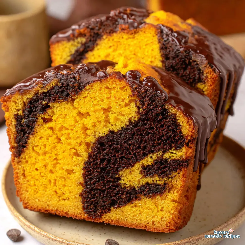 pumpkin chocolate marble cake final presentation