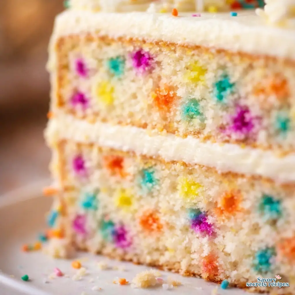 rainbow sprinkle cake close up