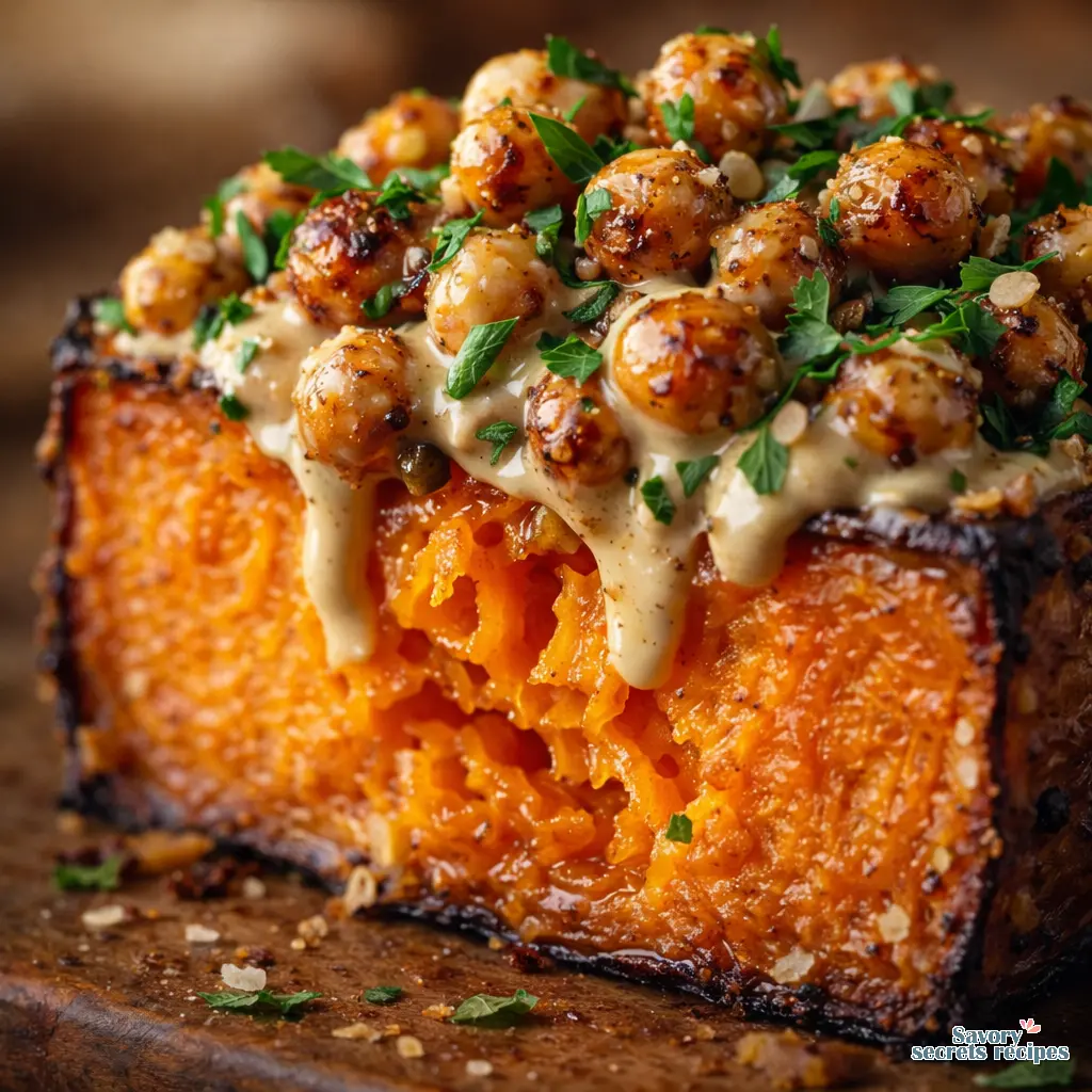 roasted sweet potato dinner close up