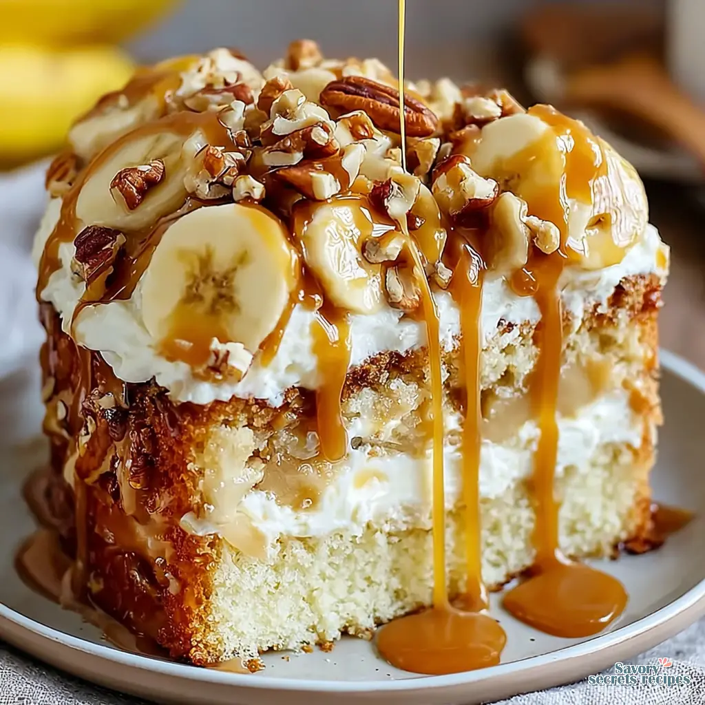 salted caramel banana pudding cake - variation 4