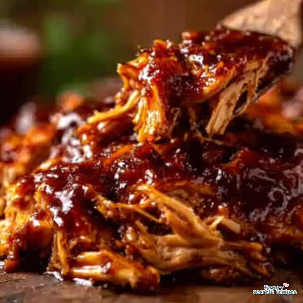 slow cooked bbq chicken close up