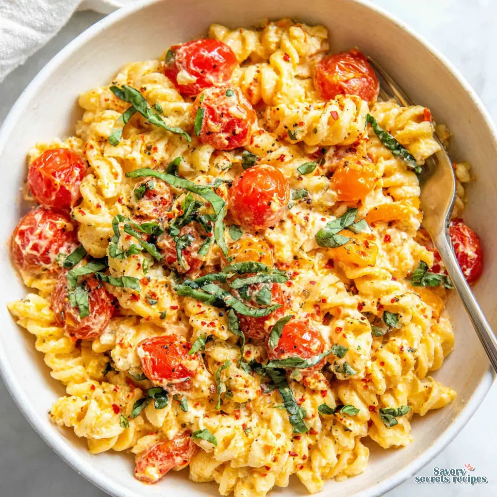 slow cooker baked feta pasta final presentation