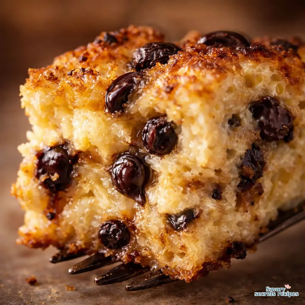 slow cooker bread pudding recipe close up