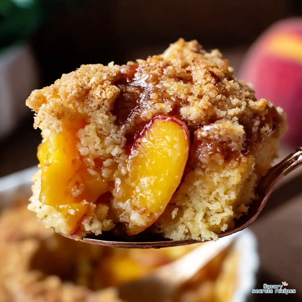 slow cooker peach cobbler dump cake final presentation